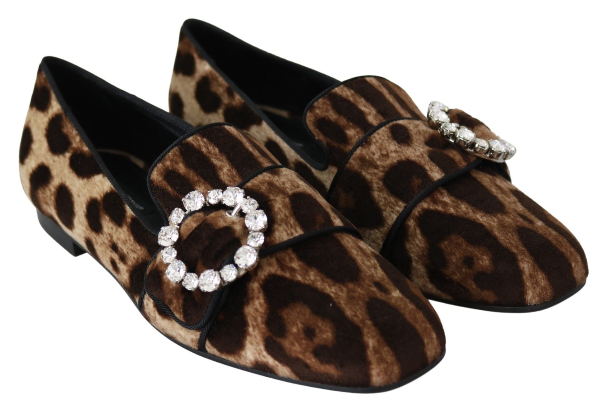 Mocasines con estampado de leopardo y adornos de cristales de Dolce &amp; Gabbana