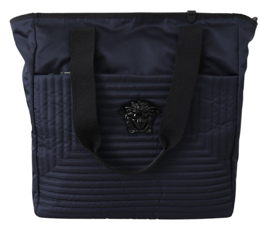 Bolso tote elegante de nailon azul de Versace