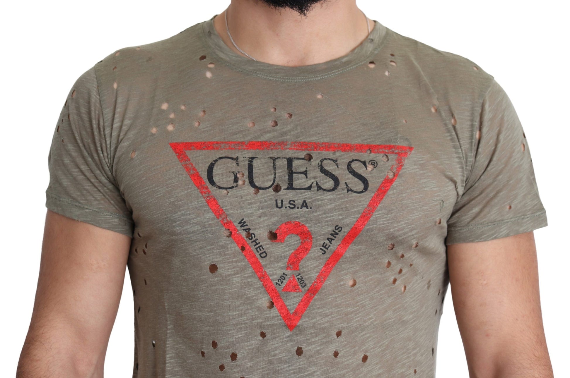 Camiseta elástica de algodón marrón Guess Chic