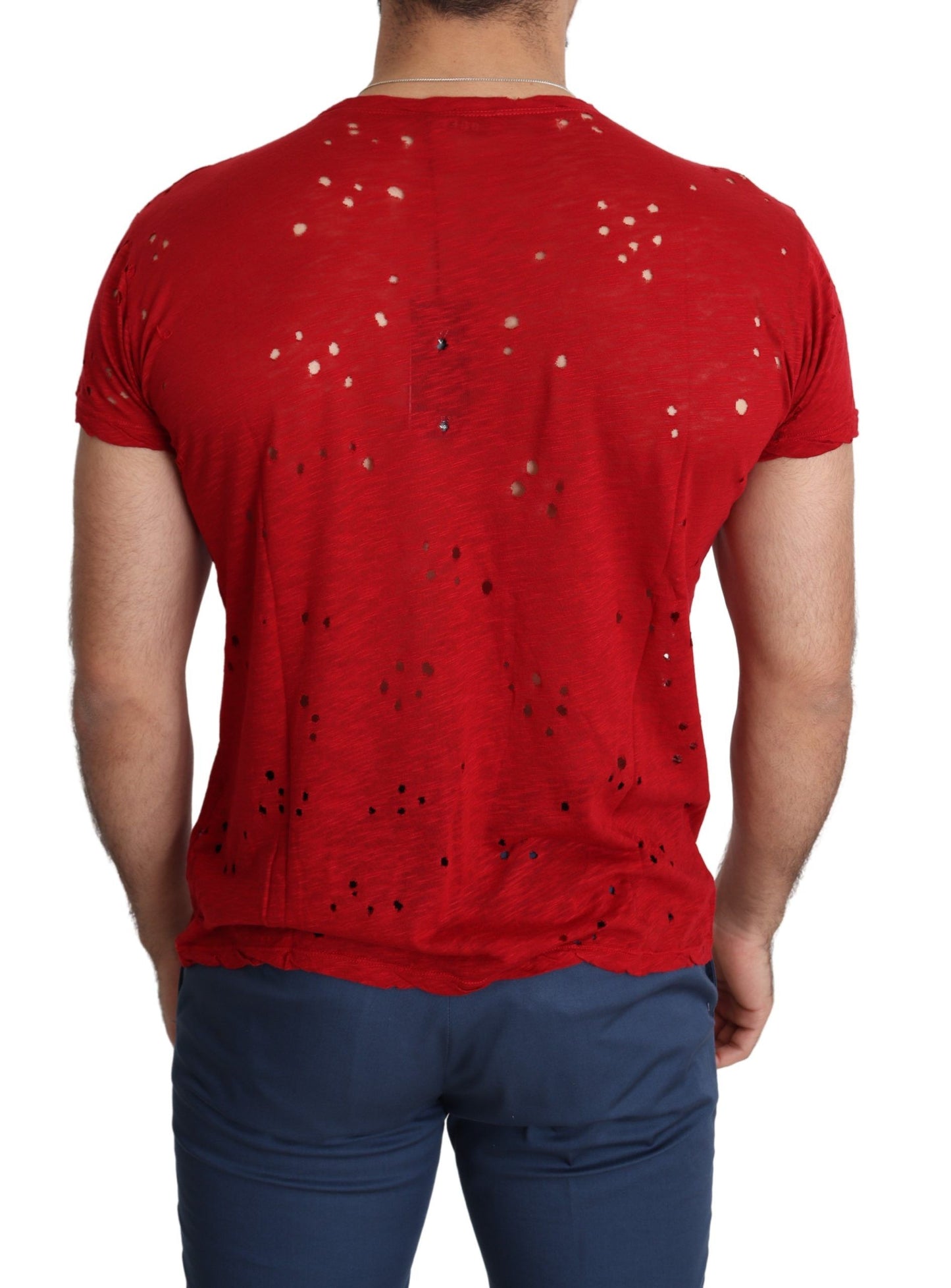 Camiseta elástica de algodón rojo radiante de Guess