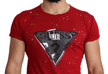 Camiseta de algodón roja radiante de Guess, perfecta para el día a día