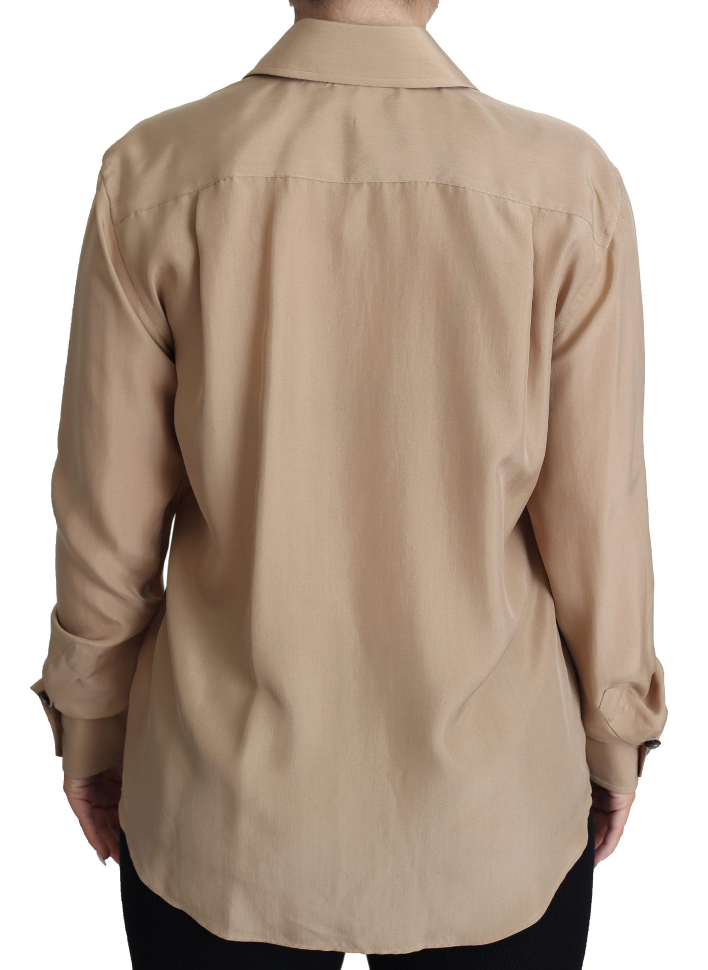 Camisa elegante de seda beige de Dolce &amp; Gabbana