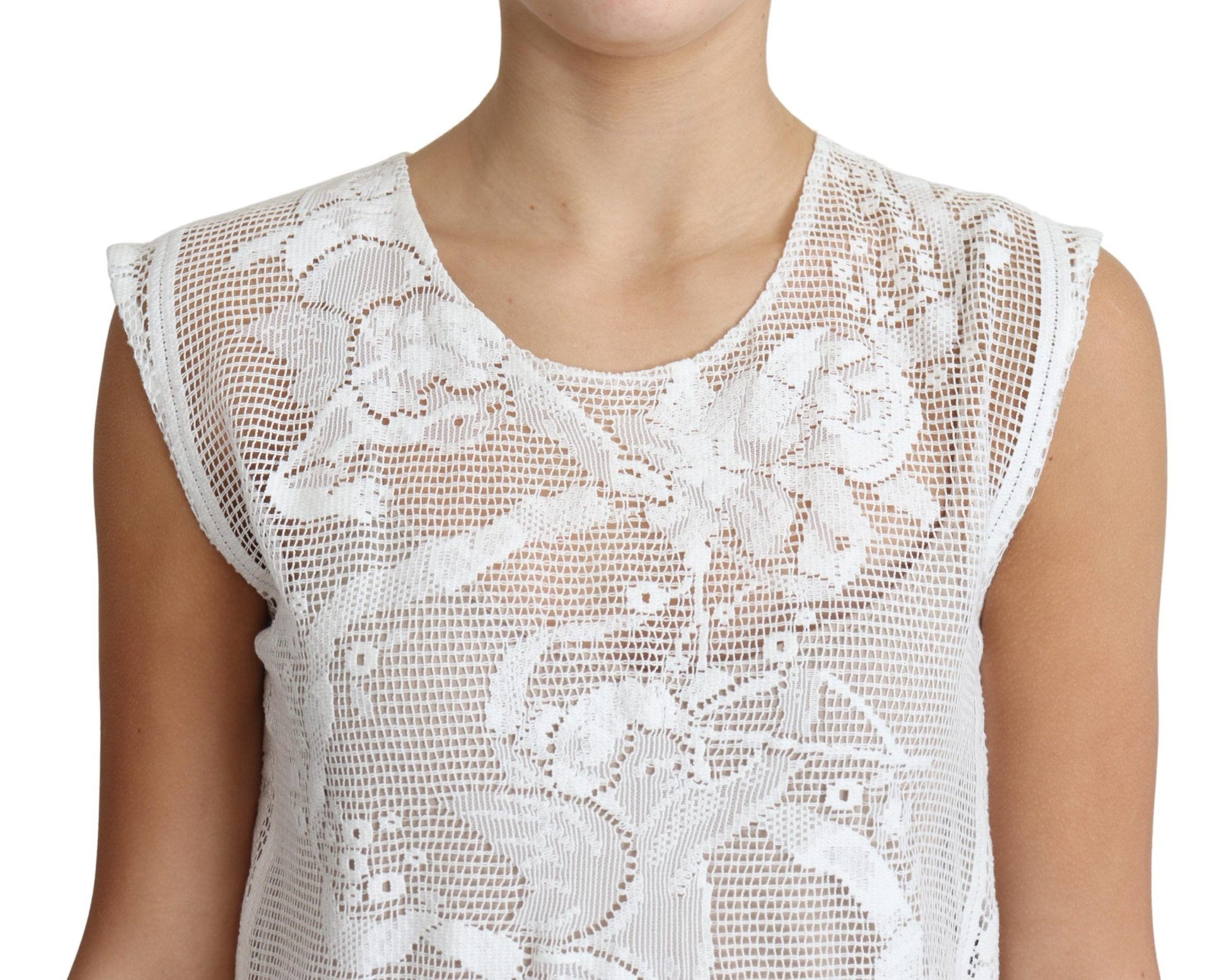 Blusa sin mangas con encaje floral elegante de Dolce &amp; Gabbana