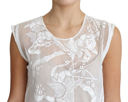 Blusa sin mangas con encaje floral elegante de Dolce &amp; Gabbana