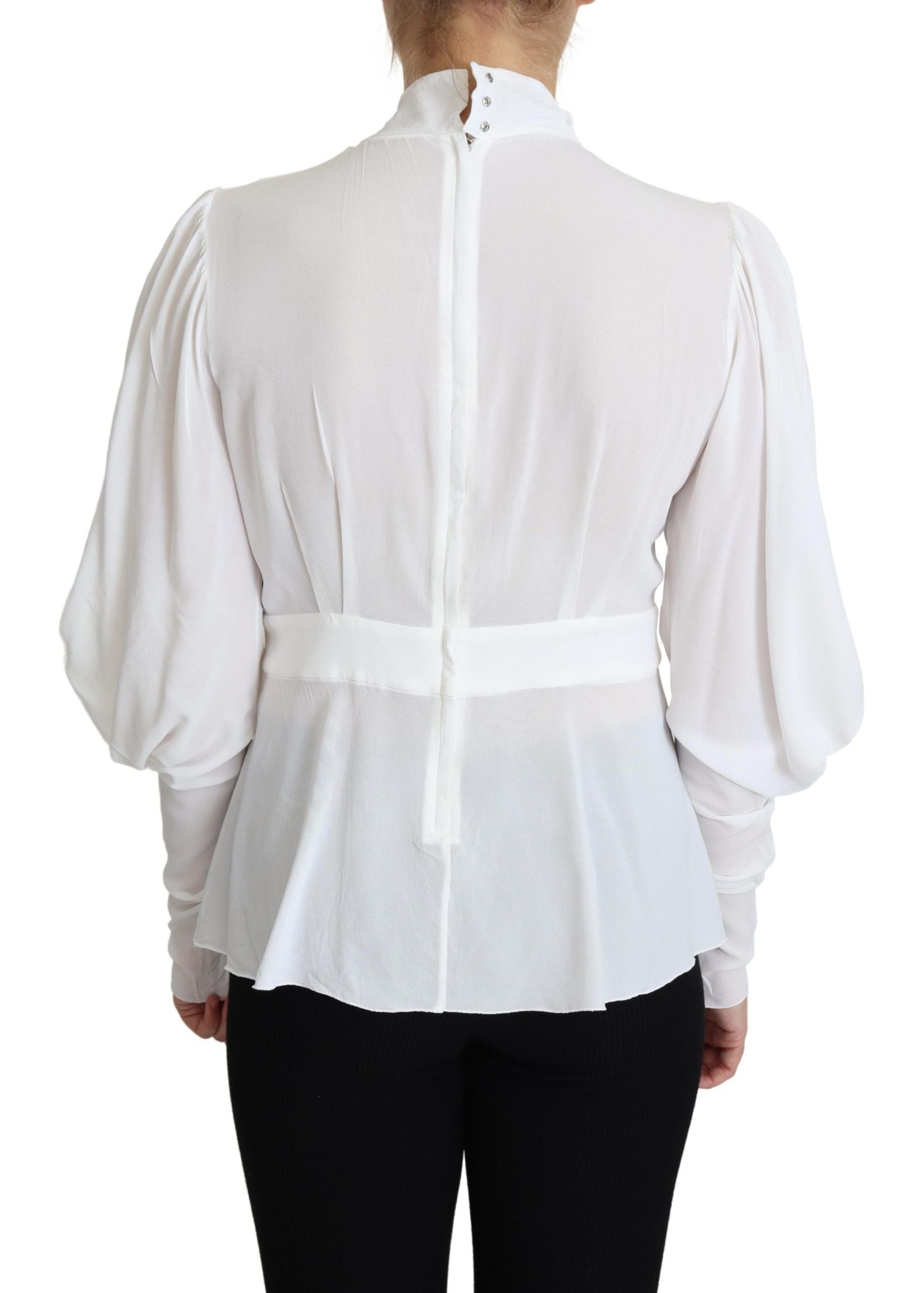 Blusa elegante de viscosa blanca nieve de Dolce &amp; Gabbana