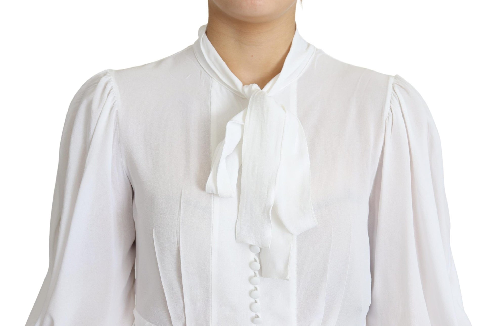 Blusa elegante de viscosa blanca nieve de Dolce &amp; Gabbana