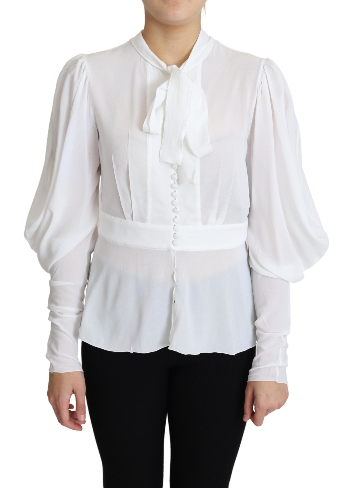 Blusa elegante de viscosa blanca nieve de Dolce &amp; Gabbana