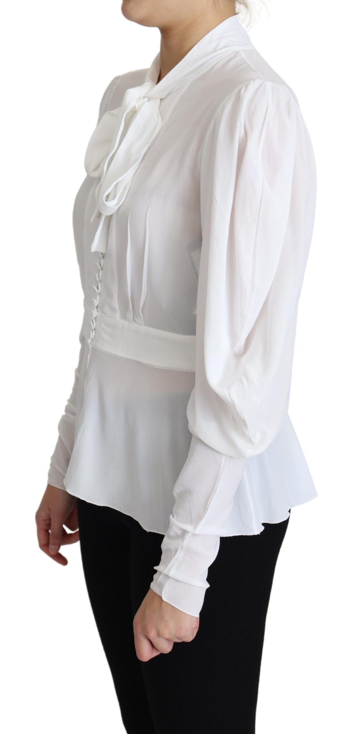 Blusa elegante de viscosa blanca nieve de Dolce &amp; Gabbana