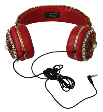 Auriculares de piel con cristales rojos de Dolce &amp; Gabbana