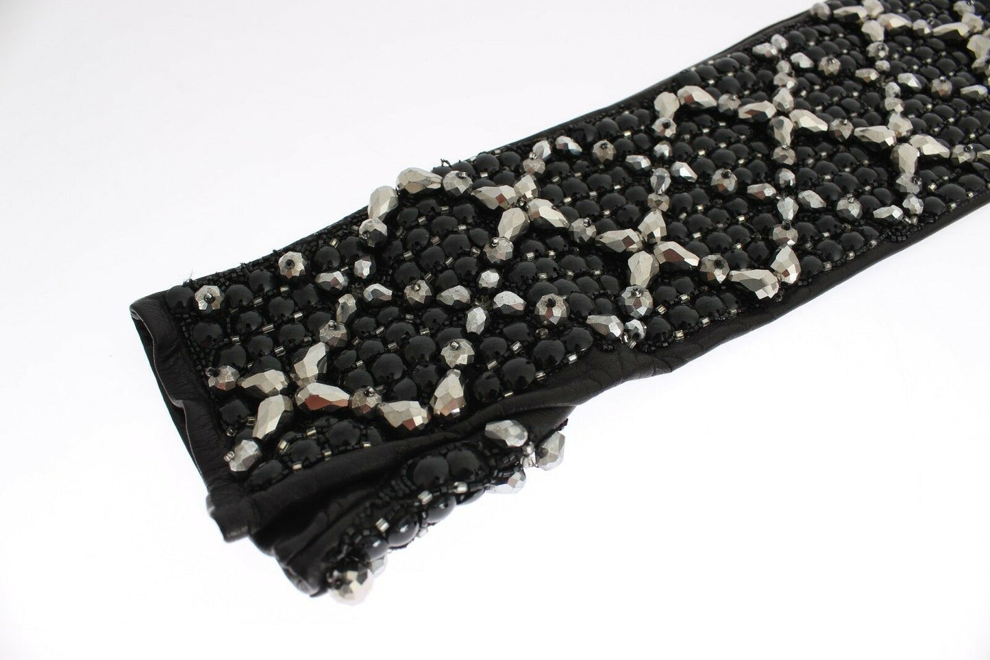 Dolce & Gabbana Elegant Crystal Beaded Leather Gloves