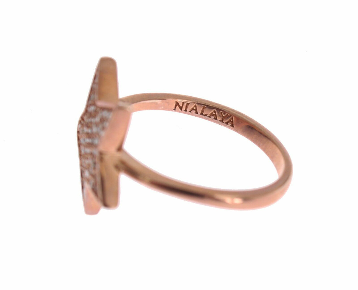 Anillo de plata esterlina con circonita cúbica bañado en oro rosa deslumbrante de Nialaya