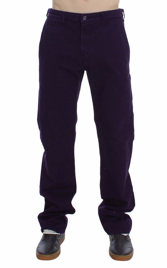 Pantalones chinos ajustados elásticos de algodón morado de GF Ferre