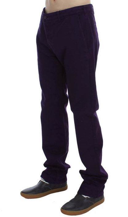 Pantalones chinos ajustados elásticos de algodón morado de GF Ferre