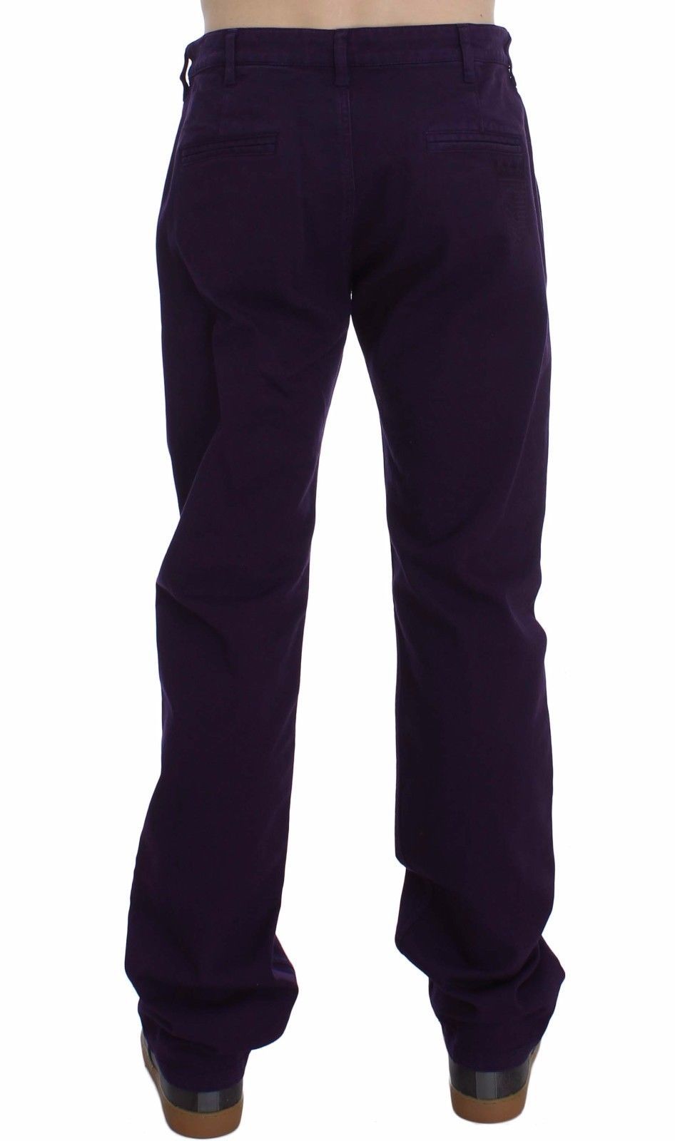 Pantalones chinos ajustados elásticos de algodón morado de GF Ferre