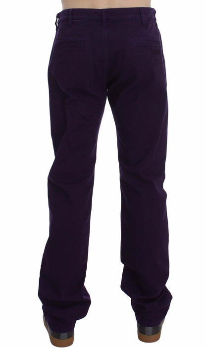 Pantalones chinos ajustados elásticos de algodón morado de GF Ferre