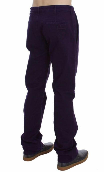 Pantalones chinos ajustados elásticos de algodón morado de GF Ferre