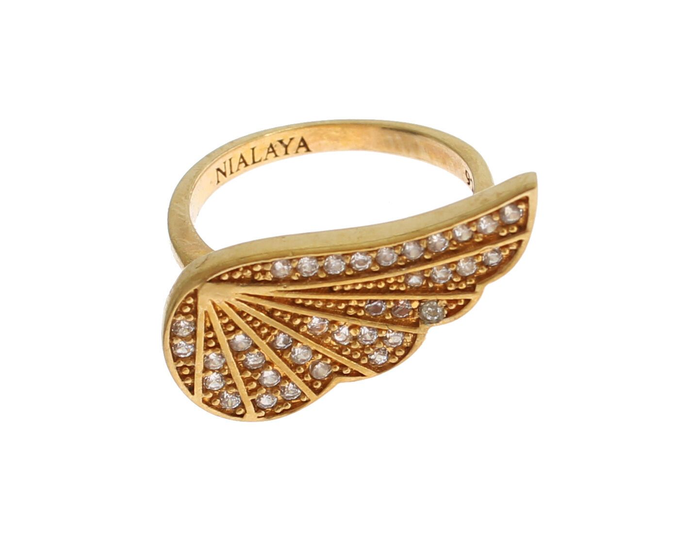 Anillo glamoroso de cristal bañado en oro de Nialaya