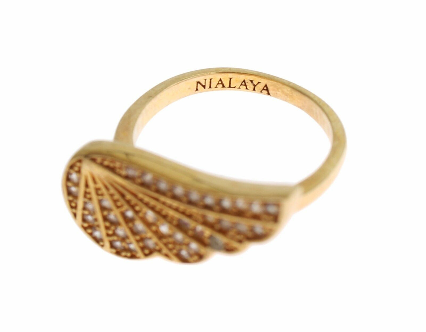 Anillo glamoroso de cristal bañado en oro de Nialaya