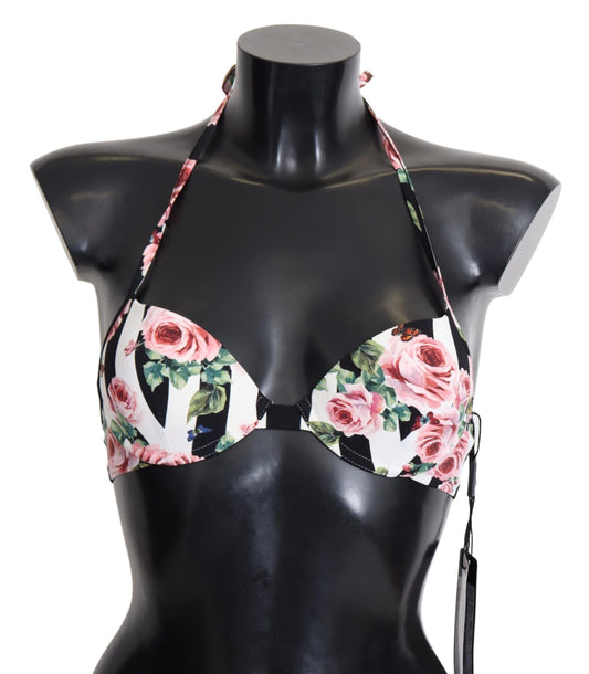 Top de bikini con estampado de rosas elegante de Dolce & Gabbana para días de playa elegantes