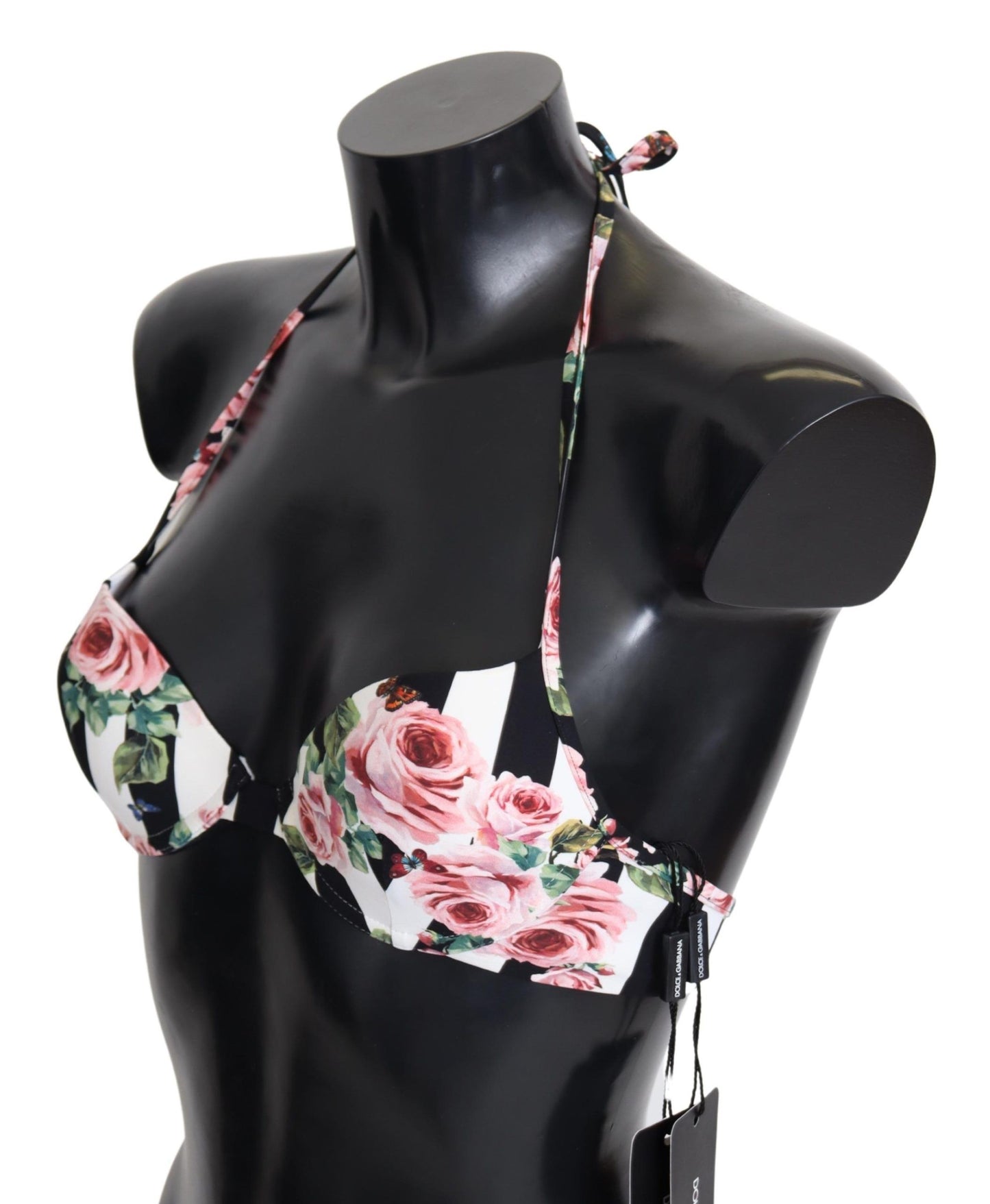 Top de bikini con estampado de rosas elegante de Dolce &amp; Gabbana para días de playa elegantes