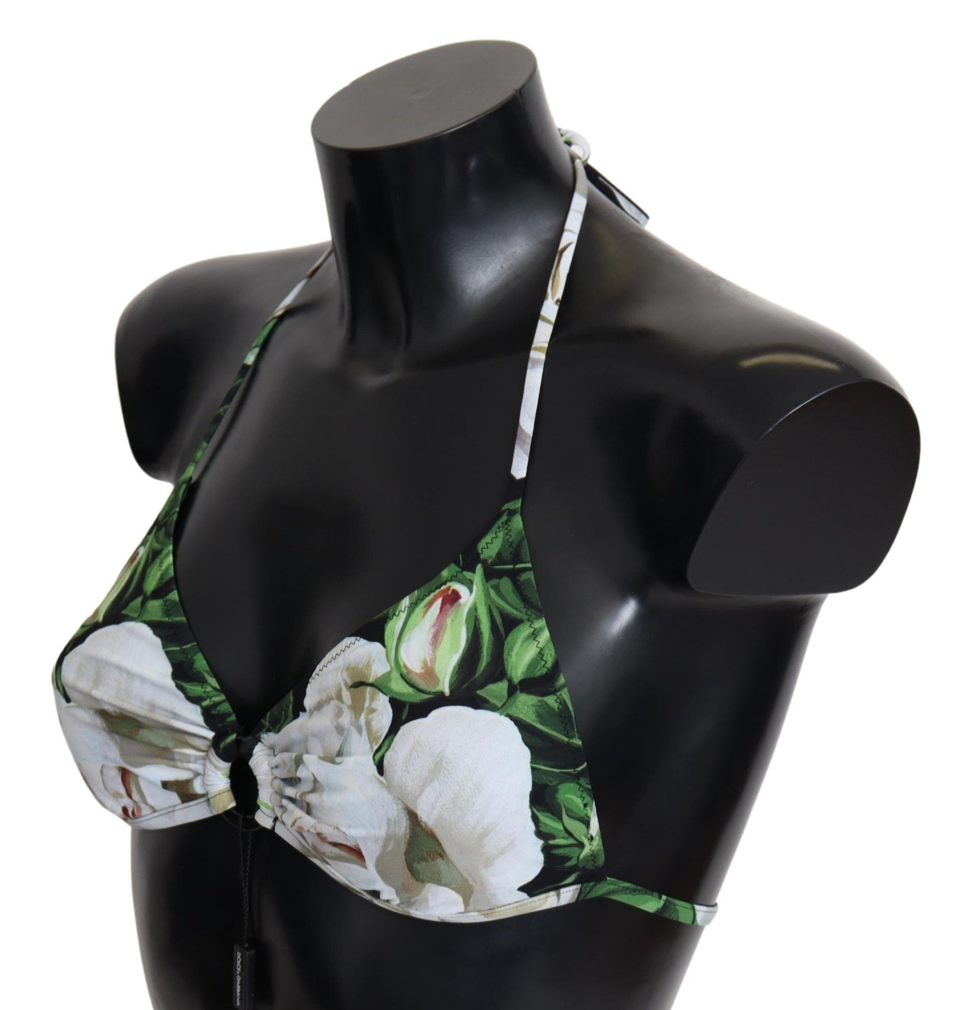 Top de bikini con estampado floral y cierre con logotipo de Dolce &amp; Gabbana