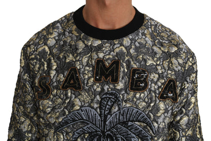 Suéter de cuello redondo con estampado de palmeras y jacquard Samba de Dolce &amp; Gabbana