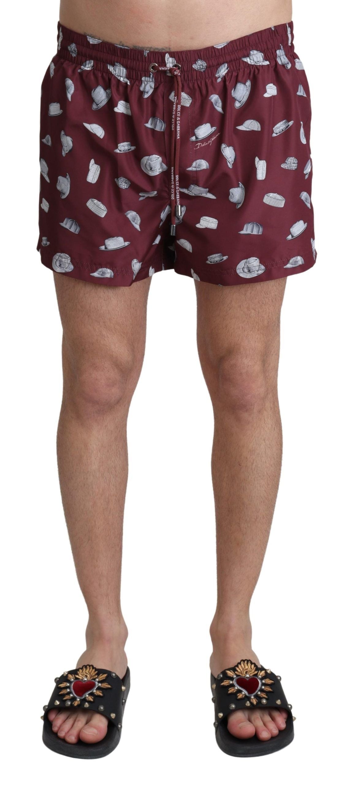 Dolce & Gabbana Maroon Elegance Men's Swimming Trunks