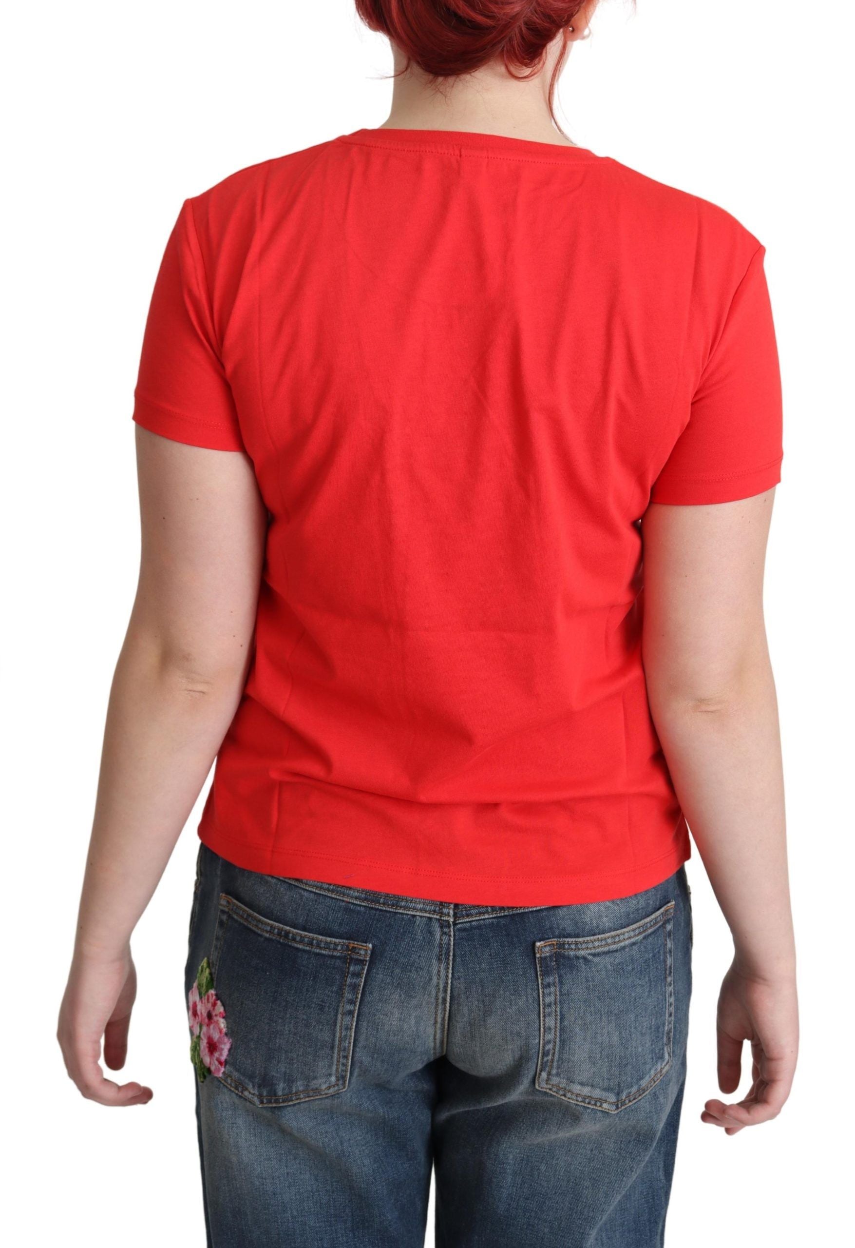 Camiseta de algodón con gráfico rojo elegante de Moschino