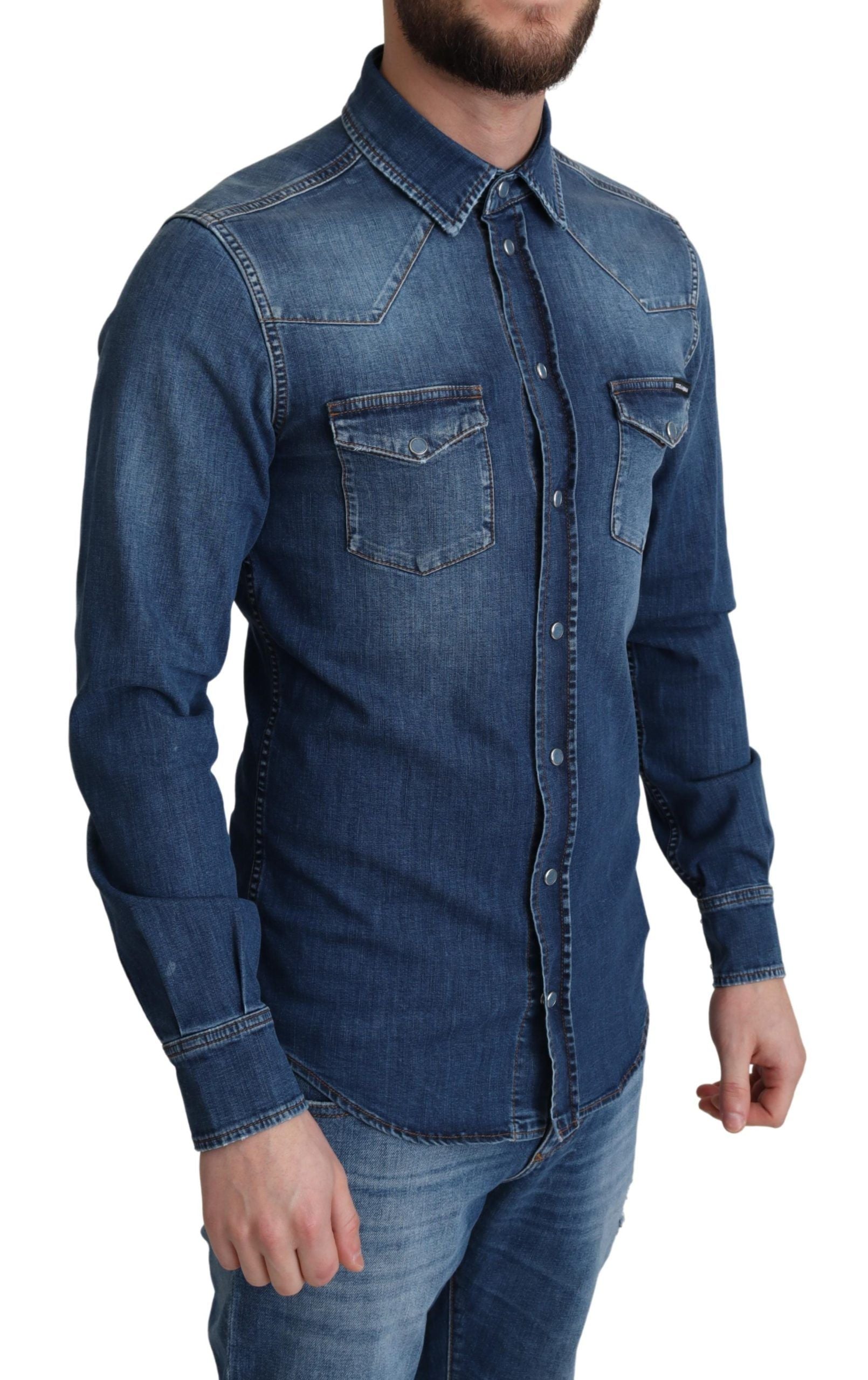 Dolce & Gabbana Elegant Denim Long Sleeve Casual Shirt