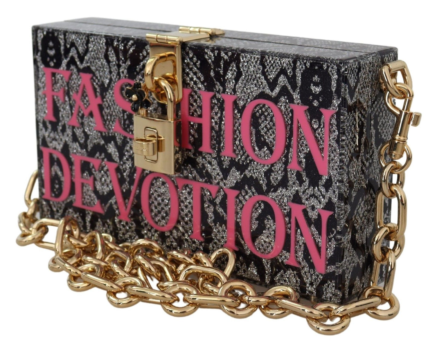 Clutch Dolce Box de resina gris con detalles dorados de Dolce &amp; Gabbana