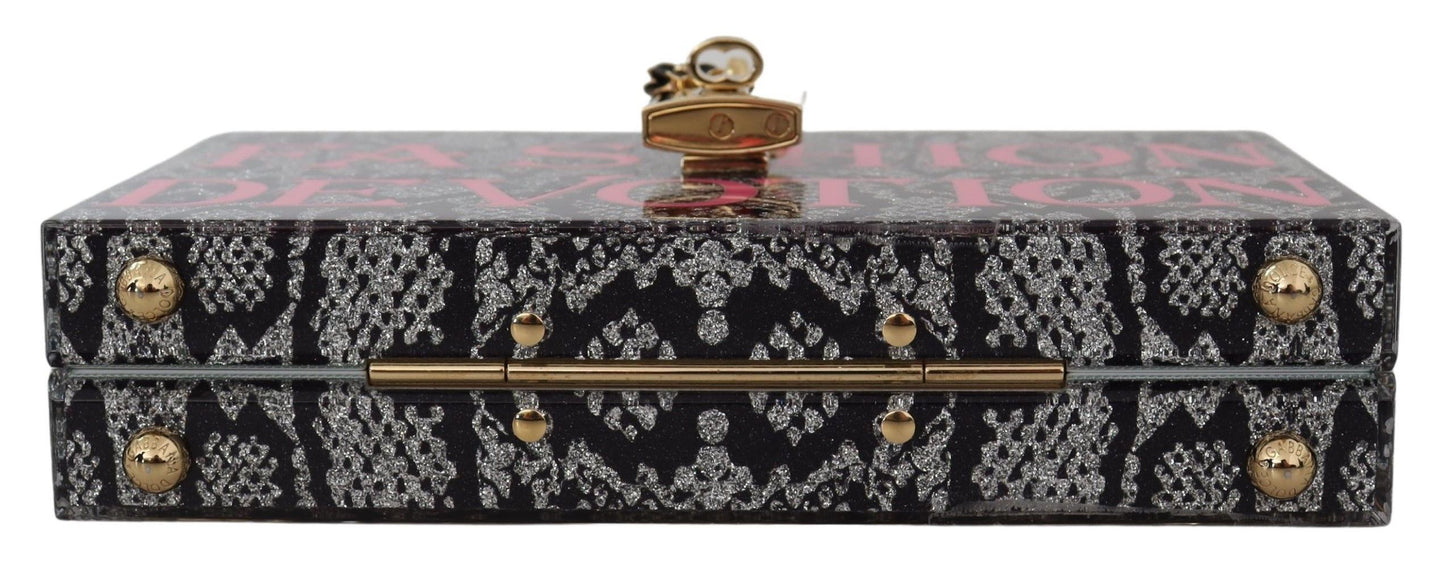 Clutch Dolce Box de resina gris con detalles dorados de Dolce &amp; Gabbana