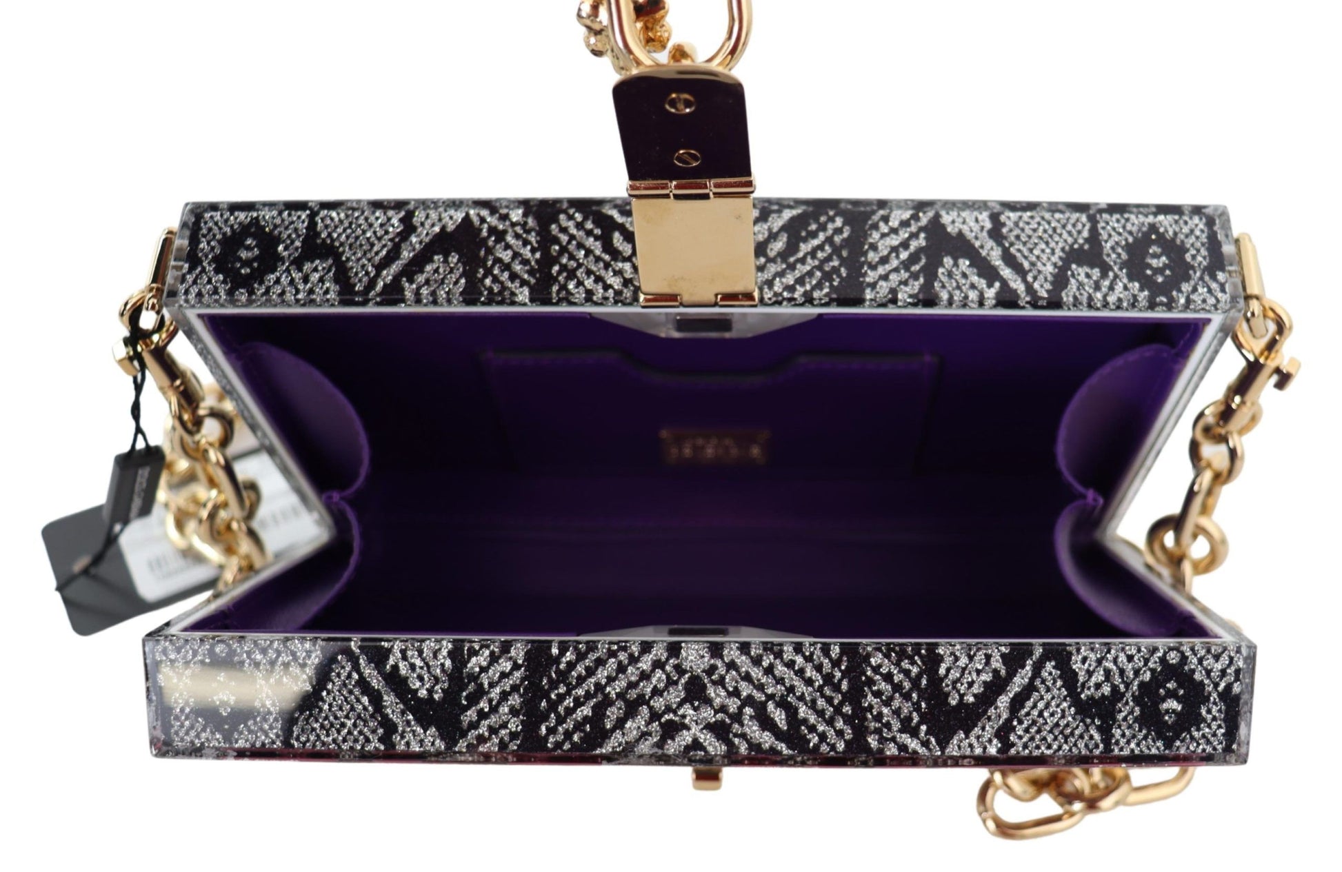 Clutch Dolce Box de resina gris con detalles dorados de Dolce &amp; Gabbana