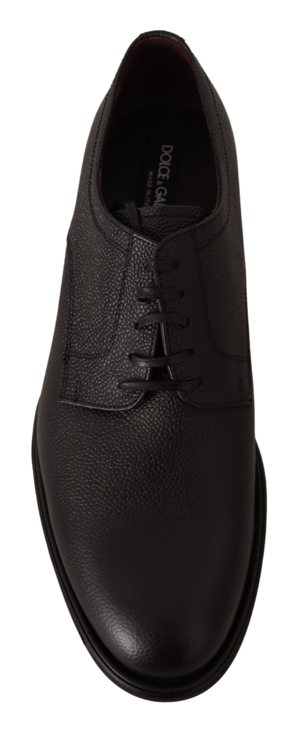 Elegantes zapatos de vestir Derby de cuero negro de Dolce &amp; Gabbana