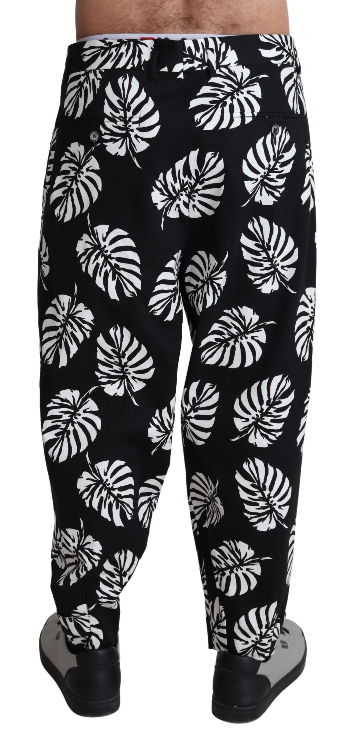 Pantalones elegantes de algodón con estampado de hojas de palmera de Dolce &amp; Gabbana