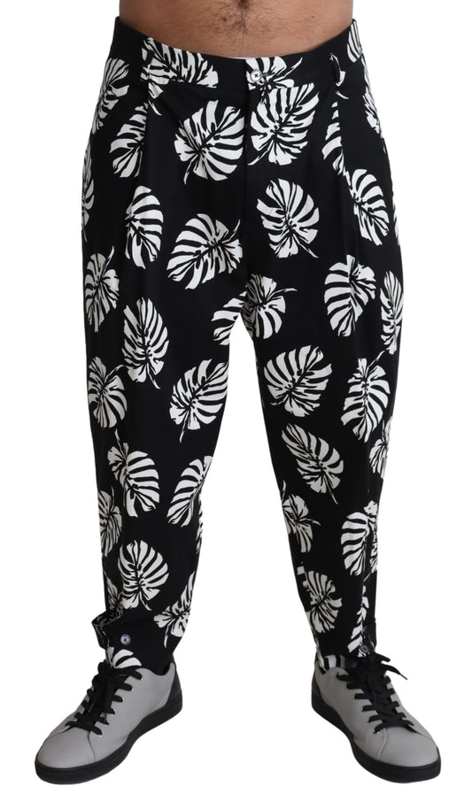 Pantalones elegantes de algodón con estampado de hojas de palmera de Dolce &amp; Gabbana