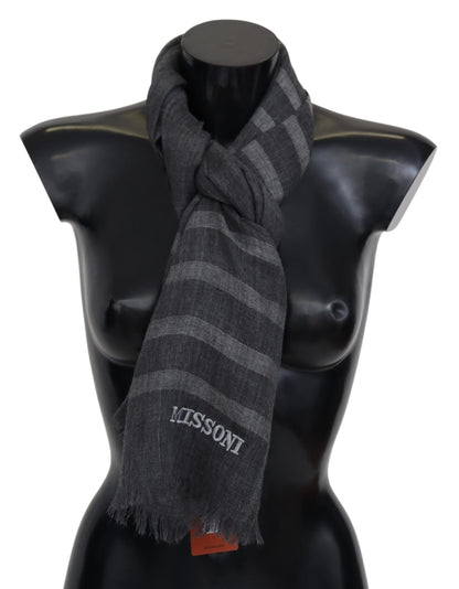 Missoni Elegant Unisex Wool Scarf with Logo Embroidery