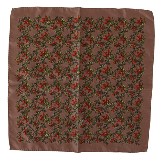 Elegante pañuelo de bolsillo de seda marrón con estampado de zanahoria de Dolce & Gabbana
