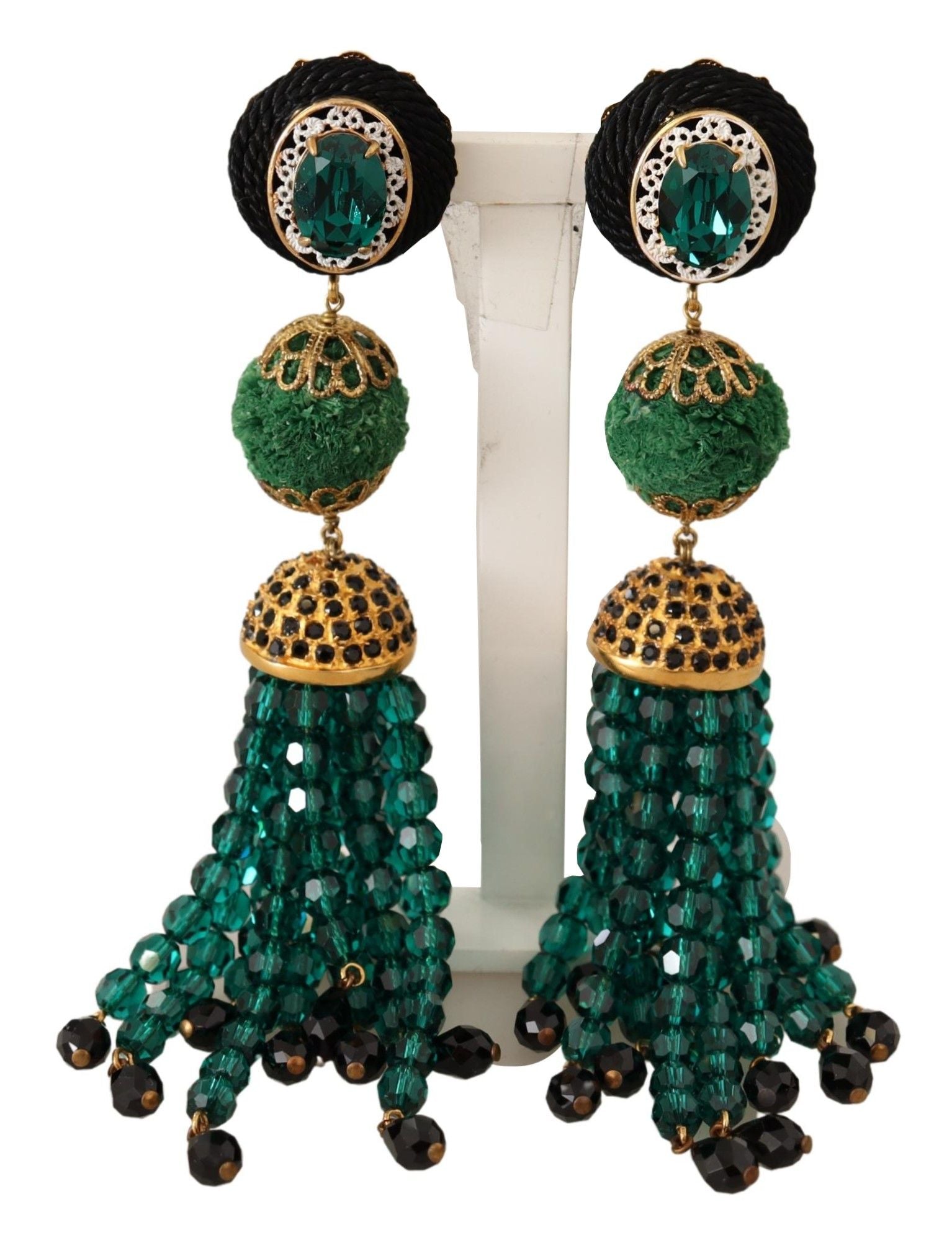 Elegantes pendientes de clip con cristales de Dolce &amp; Gabbana