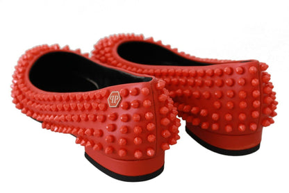 Zapatos planos de piel con punta en color naranja vibrante de Philipp Plein