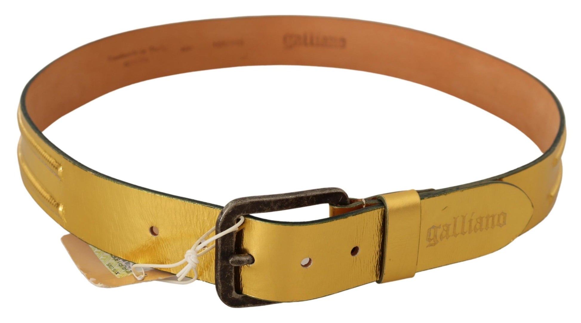 John Galliano Elegant Gold Genuine Leather Men's Belt