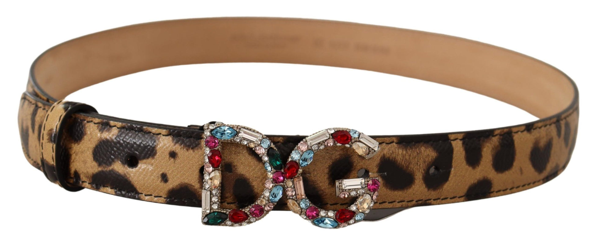 Cinturón elegante de leopardo con adornos de cristales de Dolce &amp; Gabbana