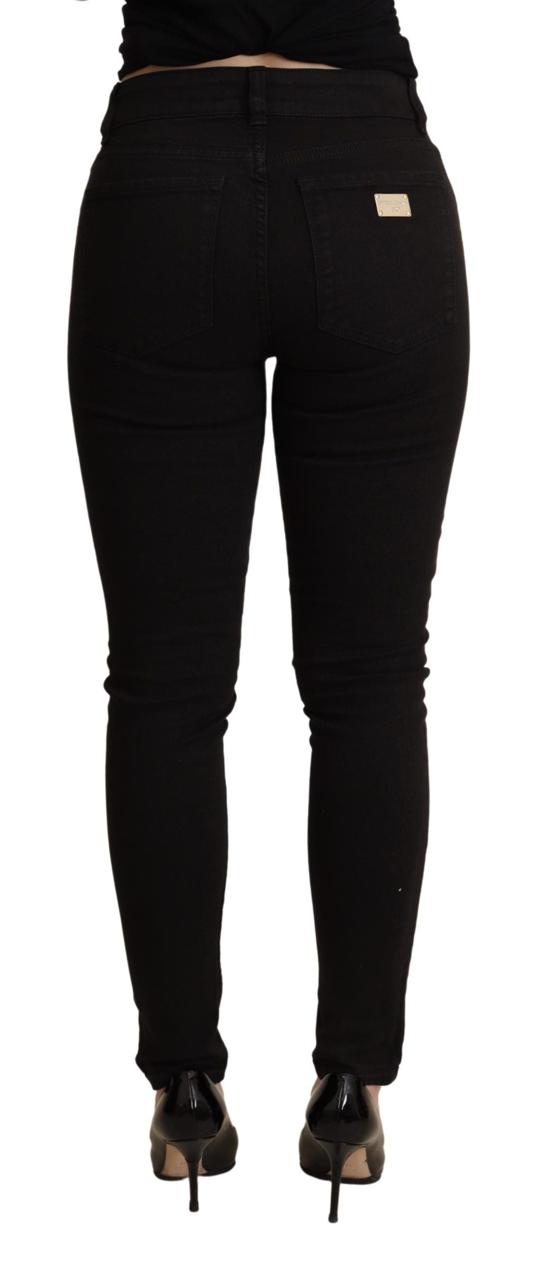 Dolce & Gabbana Elegant Mid-Waist Skinny Black Jeans