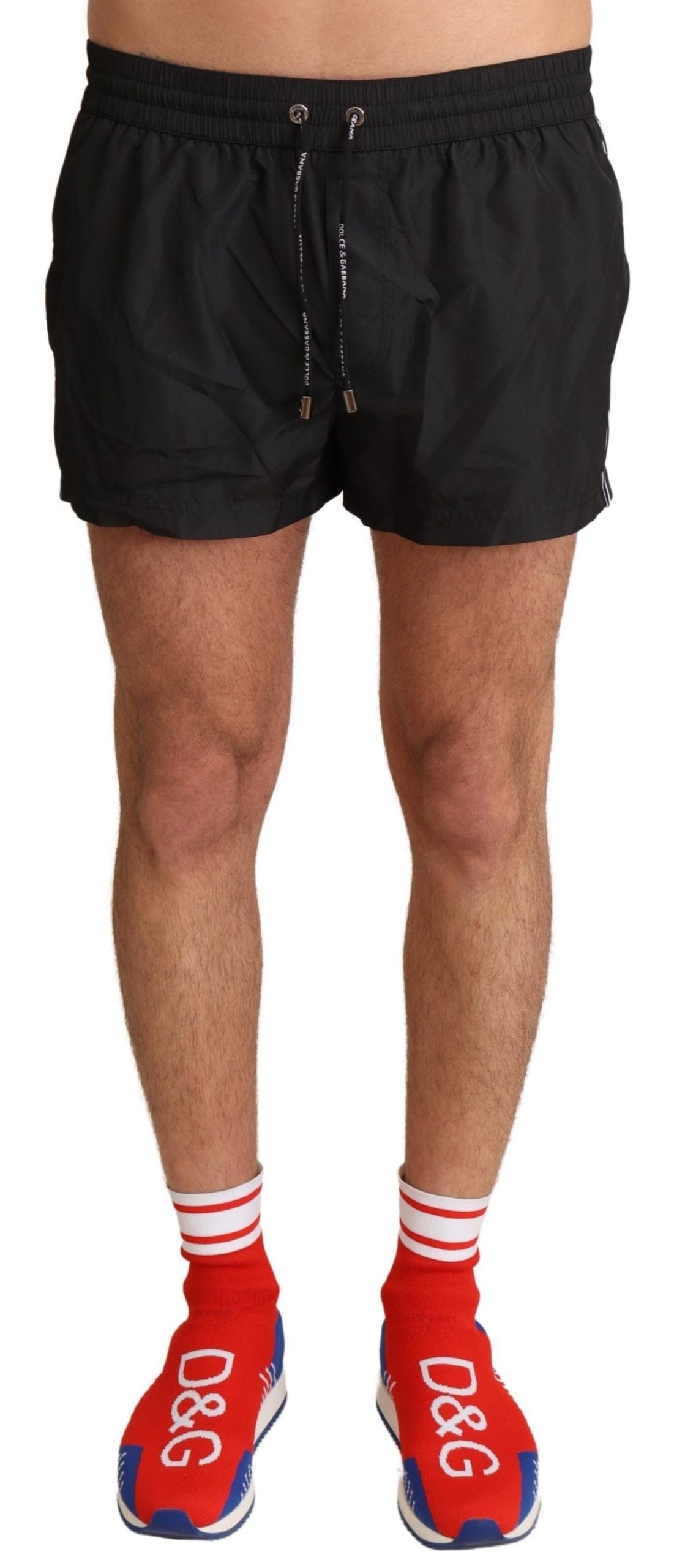 Dolce & Gabbana Elegant Black KING Motive Swim Trunks