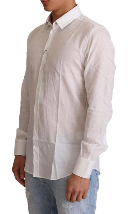 Dolce & Gabbana Elegant White Slim Fit Martini Dress Shirt