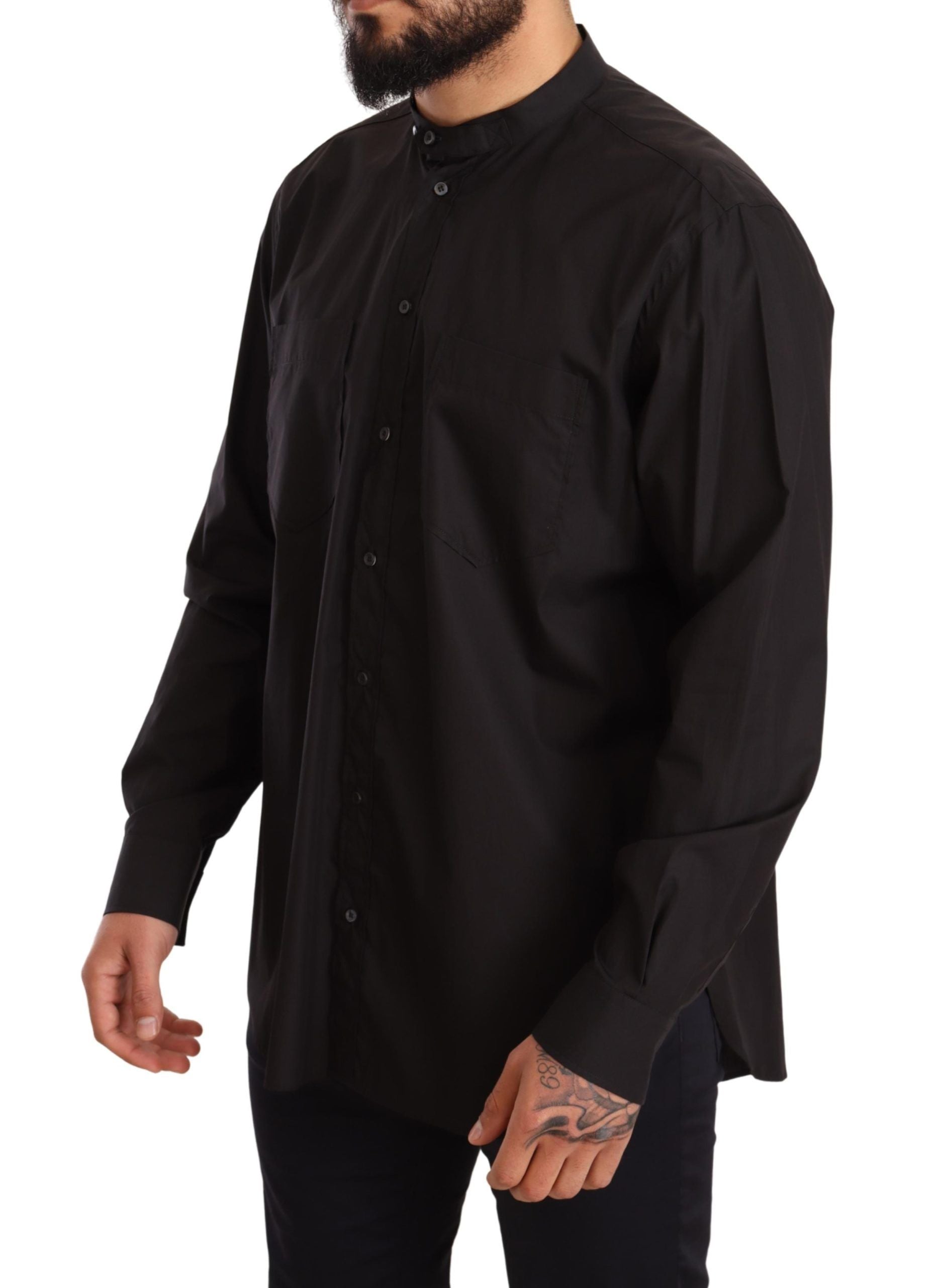 Camisa elegante negra 100 % algodón para hombre de Dolce &amp; Gabbana