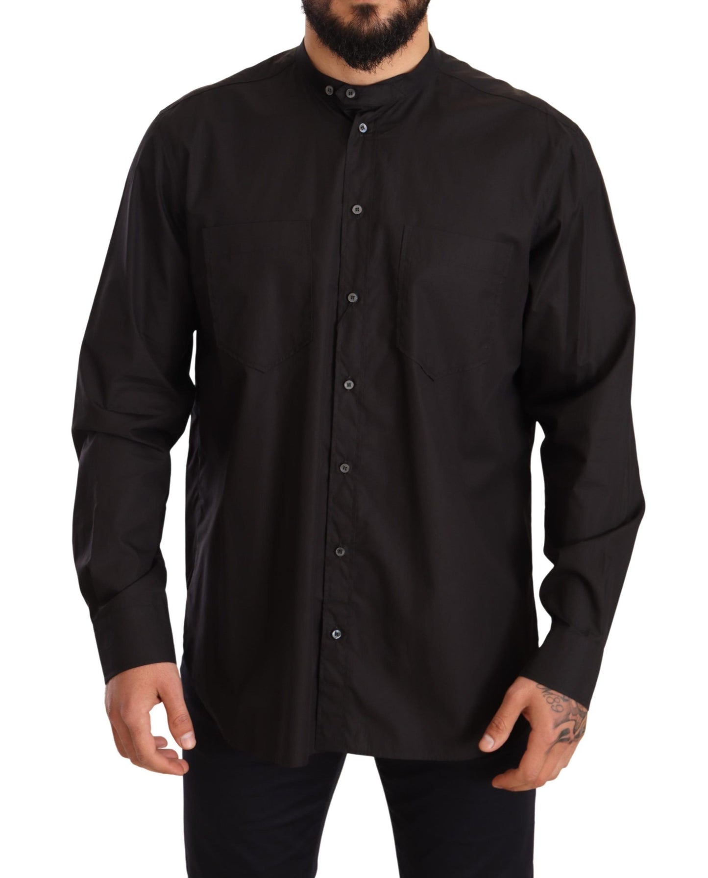 Camisa elegante negra 100 % algodón para hombre de Dolce &amp; Gabbana