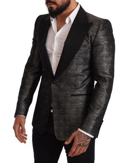 Blazer ajustado de jacquard gris metalizado de Dolce &amp; Gabbana