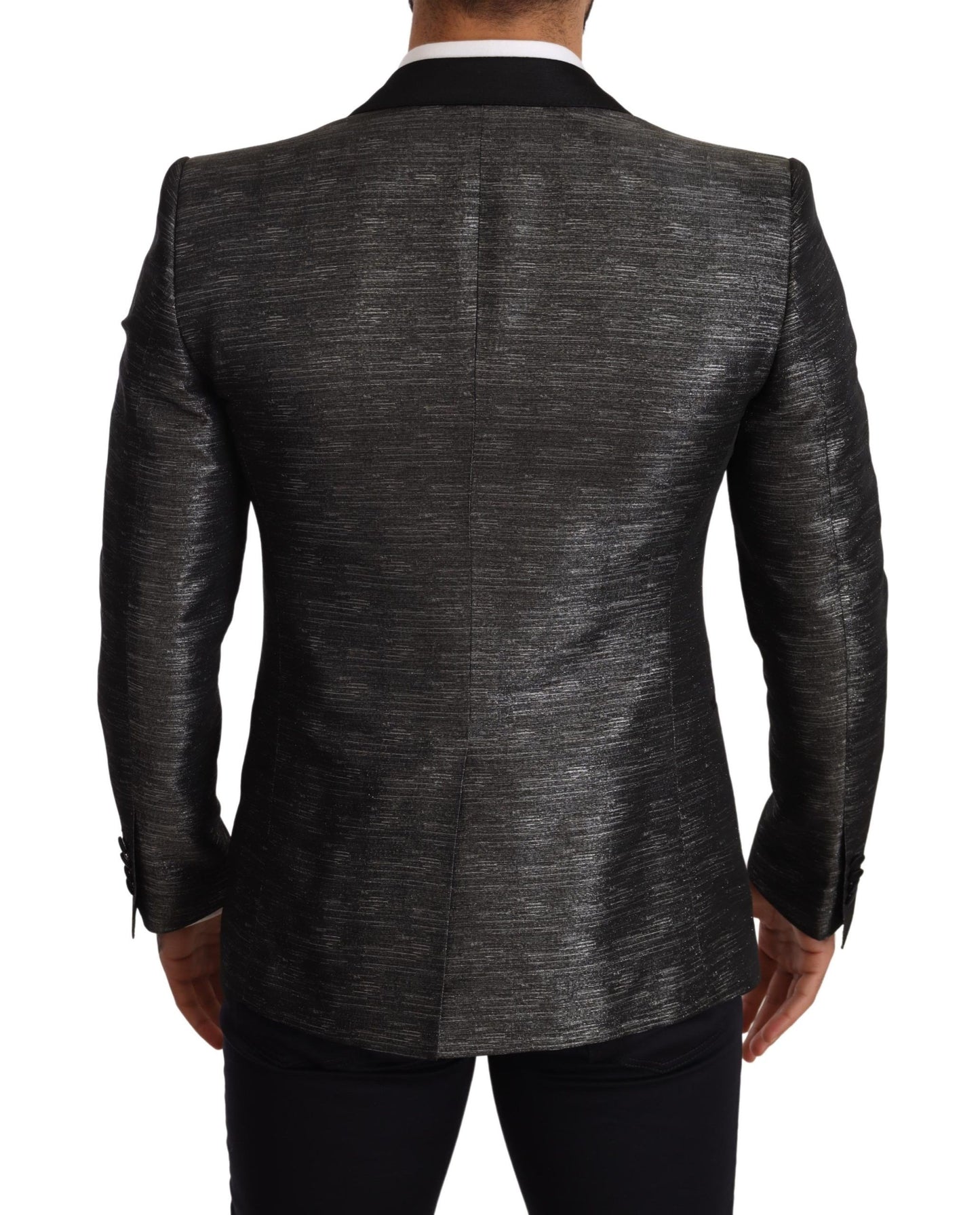 Blazer ajustado de jacquard gris metalizado de Dolce &amp; Gabbana