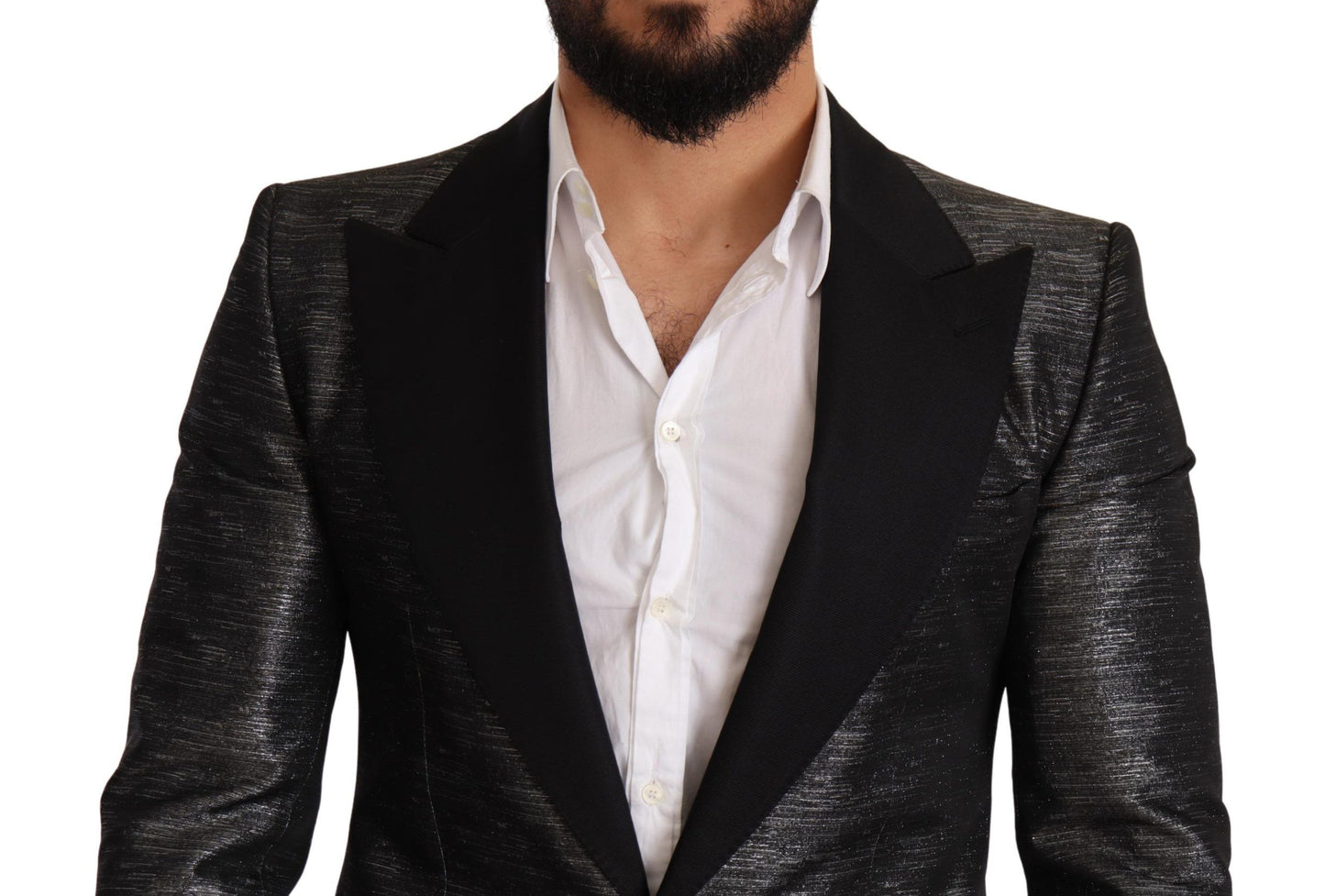 Blazer ajustado de jacquard gris metalizado de Dolce &amp; Gabbana