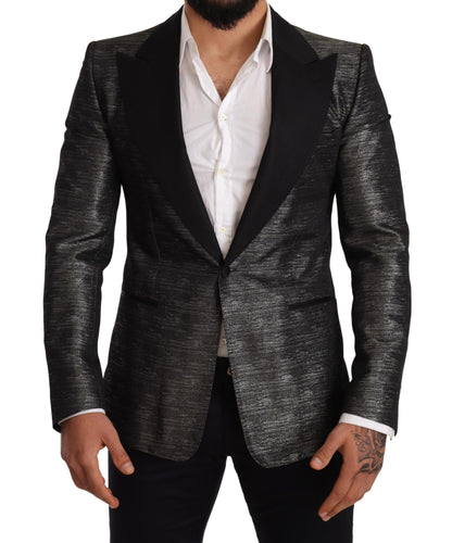 Blazer ajustado de jacquard gris metalizado de Dolce &amp; Gabbana